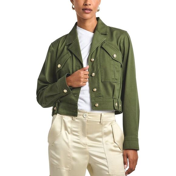 Derek Lam 10 Crosby Jackets & Blazers - Derek Lam 10 Crosby Womens  Celinora Cotton Drill Cropped Jacket, Green